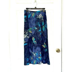 Maxi Skirt sz 12 Y2K Dark Floral Fairy Blue made in USA